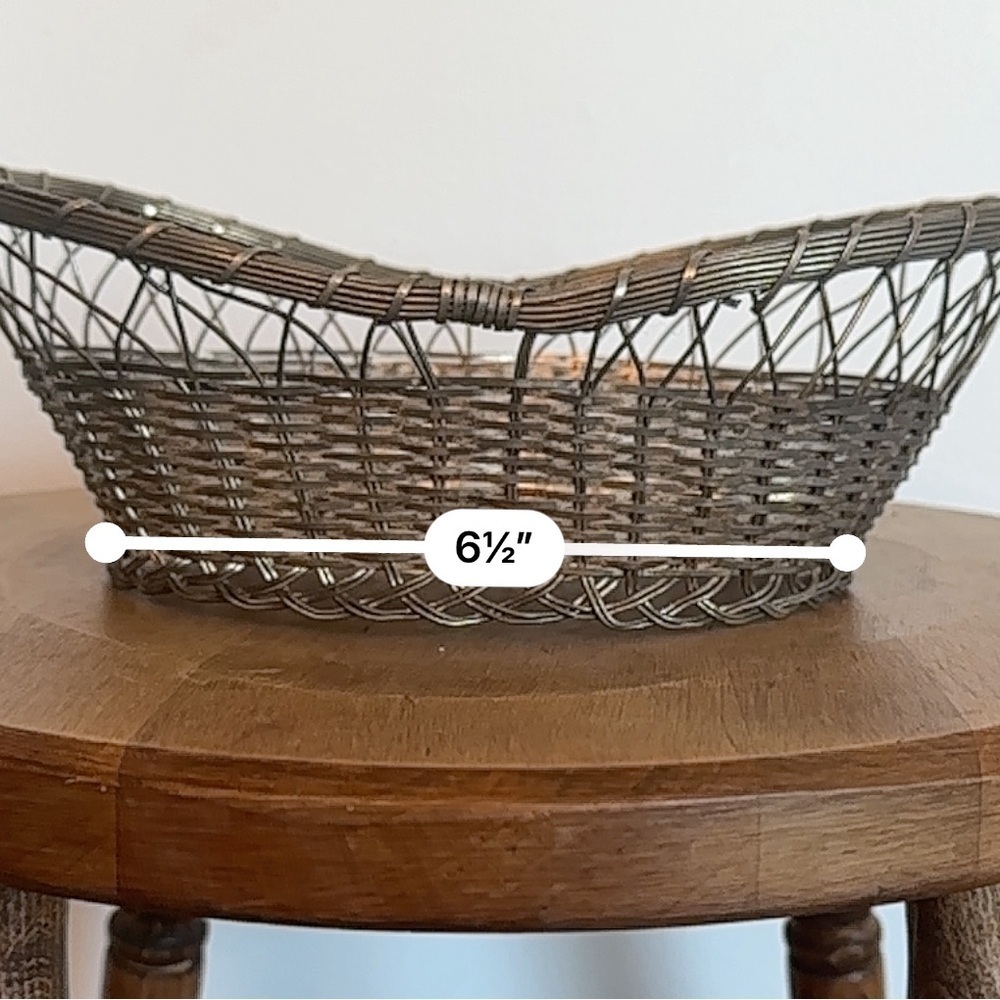 Vintage Silver Plated French Baguette  Basket Dinner Rolls Buns Woven Patina - Picture 11 of 12